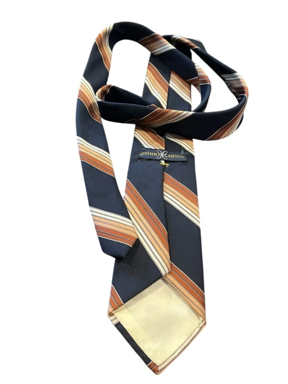 Vintage retro johnny carson tie black tan stripes
